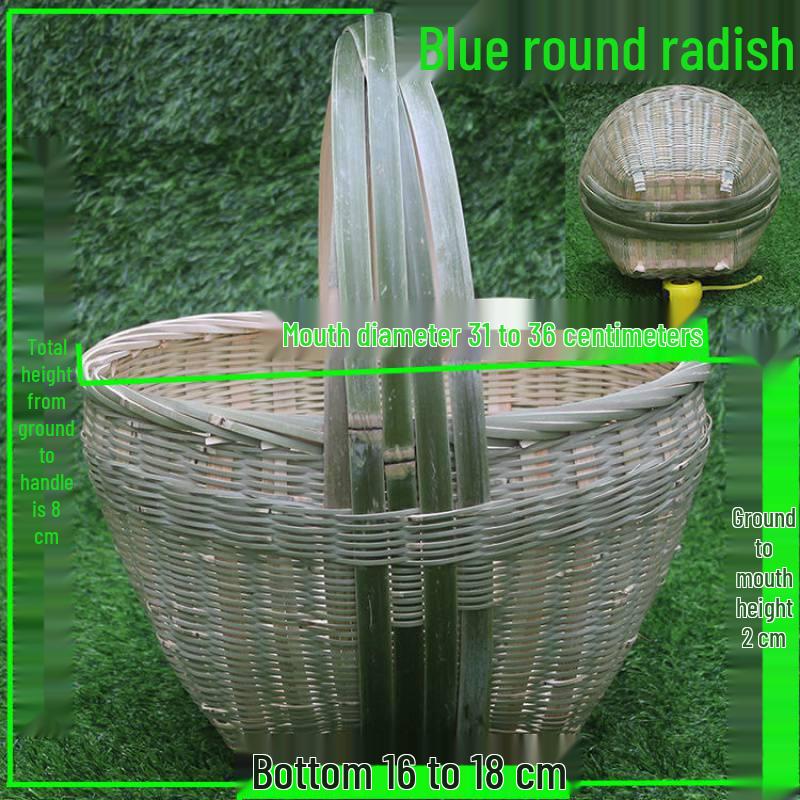Handwoven Bamboo Basket: Traditional Round Bamboo Wicker for Vegetables and Eggs