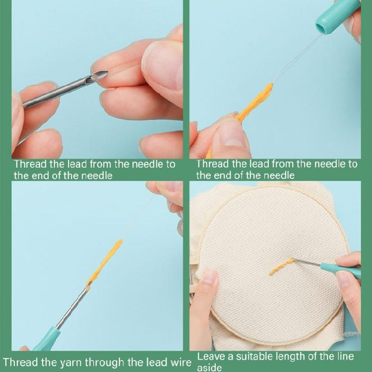 Punching Needle Tool with Protective Cover 2.5/3/3.5/5.0mm Punch Needle Embroidery Pen Easy to Use for Home and Travel