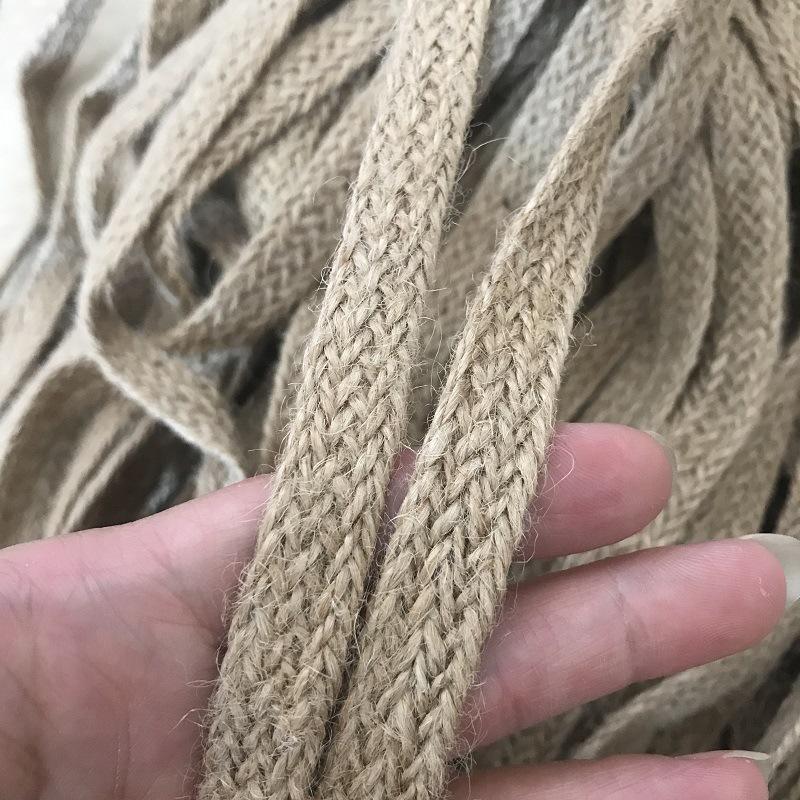 1.2Cm, 1.5Cm, 2Cm Wide Jute Rope, Flat Hemp Rope, Handmade Diy Process Woven Hemp Rope, Decorative Hemp Rope