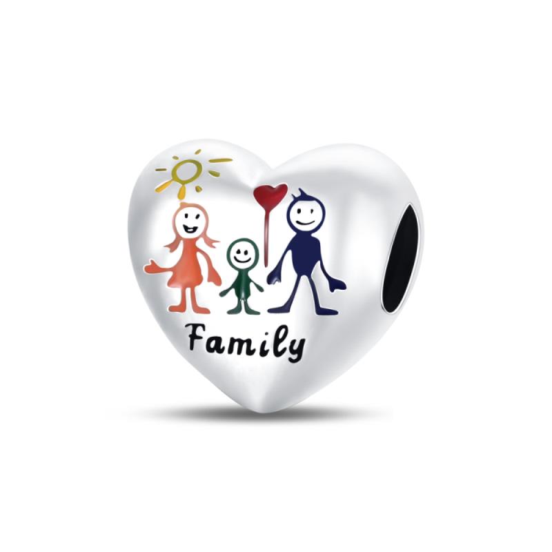 Koppar Kärlekshjärta Rund Känslomässig Serie Glänsande Zirkon Berlockpärlor Passar Bra Pan Originalarmband DIY Fest