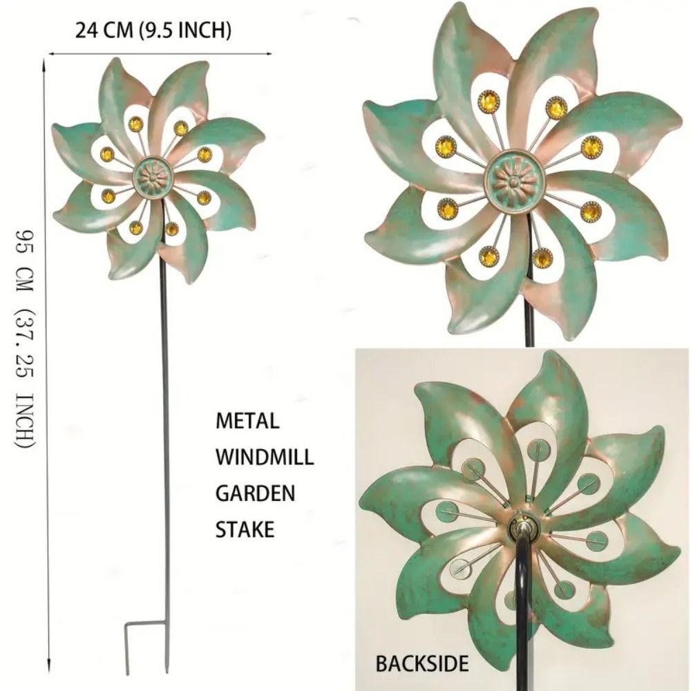 Creative Wind Spinners Rotating Flower Pinwheel Crafts Double Windmill Sculpture  Yard