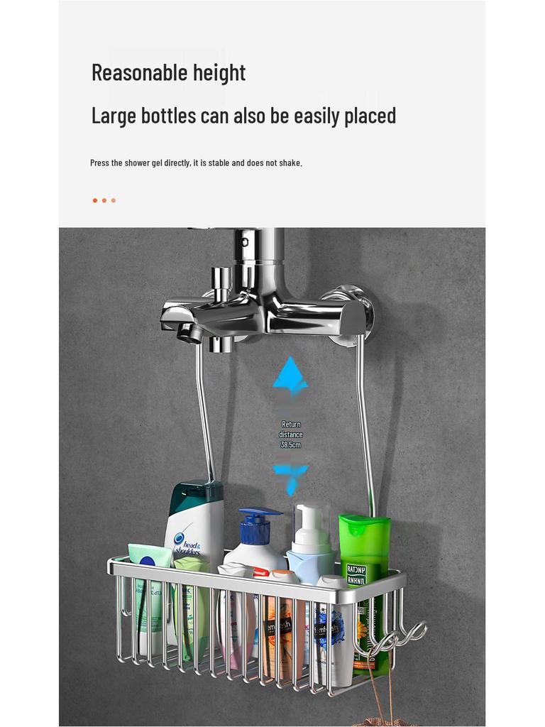 No-Drill Bathroom Shower Rack: Hanging Organizer for Shampoo and Toiletries