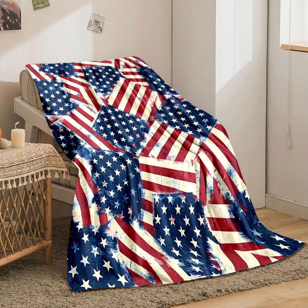 Coperta Morbida Bandiera Americana Usurata Coperta da Camera per Soggiorno Divano Pausa Pranzo Morbido Plaid per Festival dell'Amico Regalo