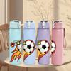 1PC Fire Flame Soccer Ball Art Print 750ml Color Plastic Sports Water Bottle Leakproof Flip Straw Lid Suitable for Sports Office Home Use