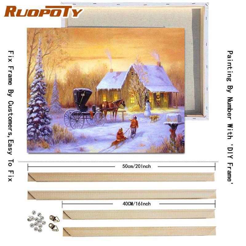 RUOPOTY Painting By Numbers Winter Landscape Hand Painted Art Gift DIY Picture By Number Christmas Kits Home Decoration