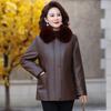 LangSha Women's Plush Lined Mid-Length Faux Leather Winter Jacket