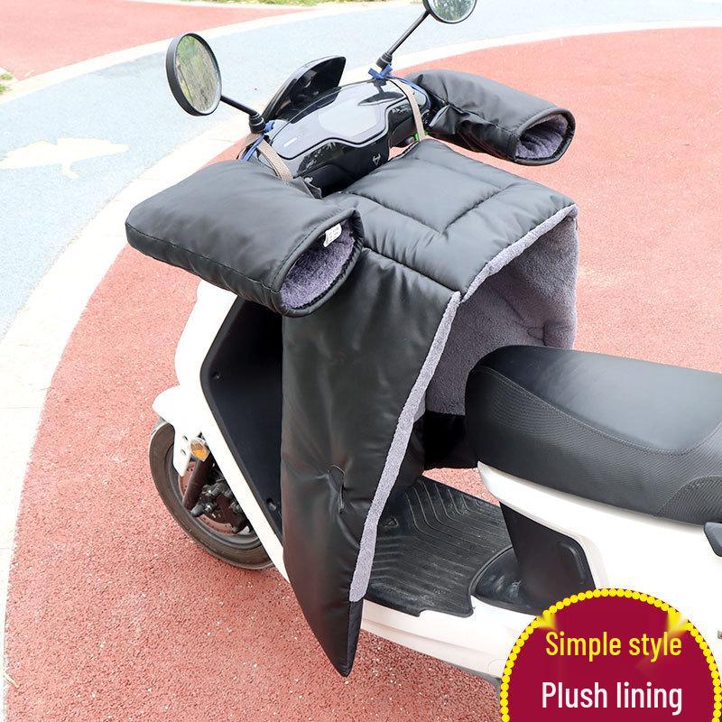 Electric Motorcycle Winter Windshield Cover - Extra Large, Fleece-Lined, Waterproof PU Leather
