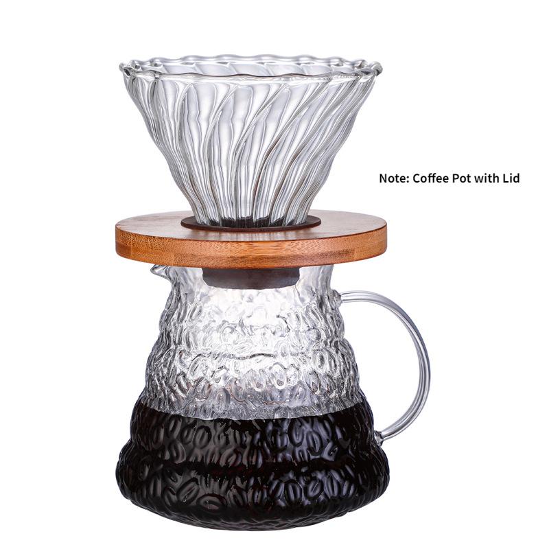 High Borosilicate Glass Coffee Percolators, Hand Drip Sharing Pot, Filter Funnel Set, Coffee Maker, Heat- Resisting, Household