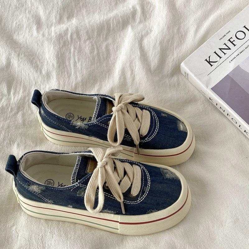 

Платформенные парусиновые туфли женские 2025 новая осень увеличение роста плоские повседневные кеды супер огонь универсальные белые туфли с юбками 40 темно-синий