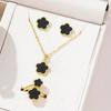 5 Piece Women Personalized Simple And Versatile Set Simple Oil Dropping Lucky Flower Necklace Bracelet Ring Earring Zircon