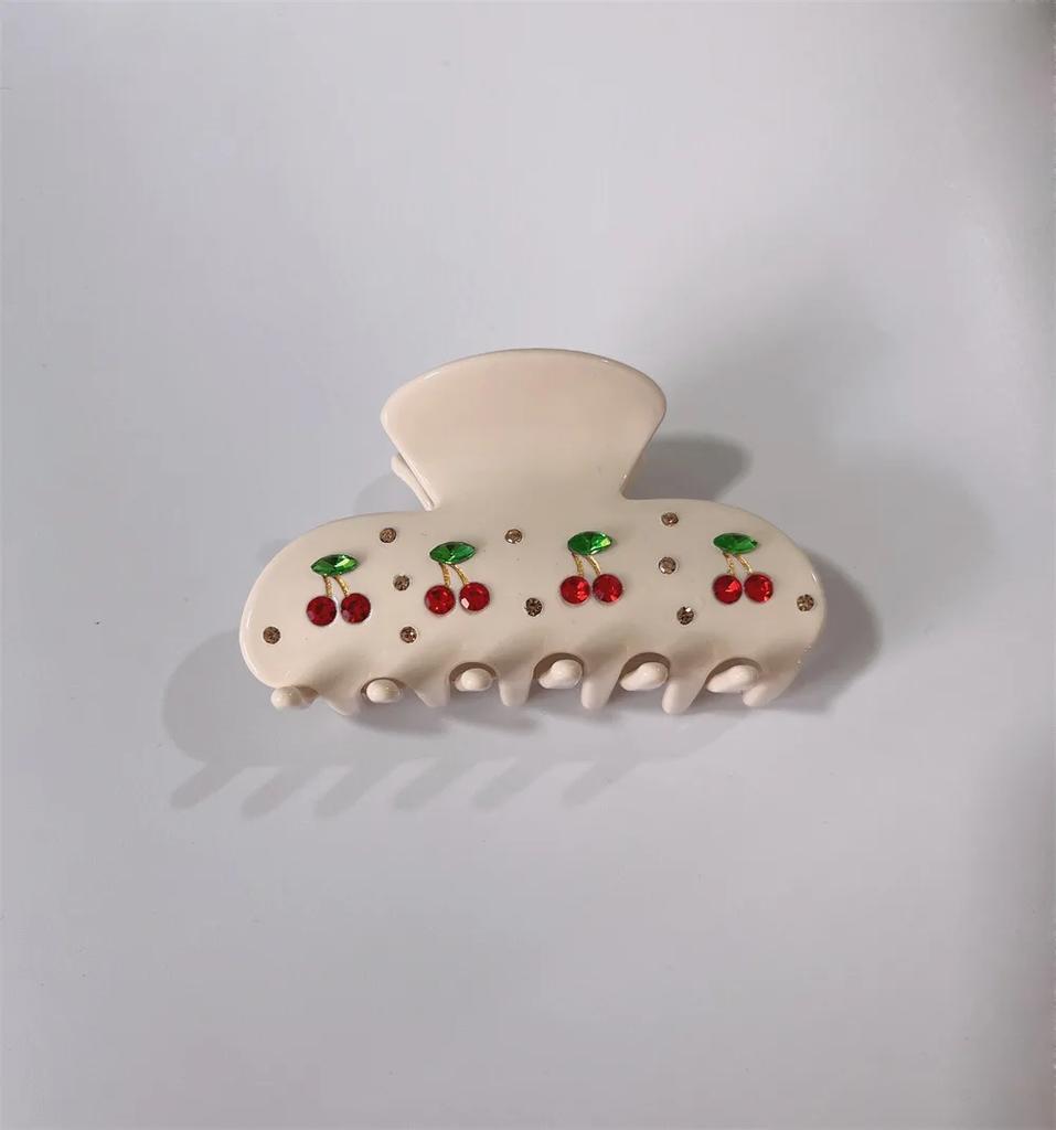 8 cm Haarklammer mit Obst- und Kirschmotiv für Damen, elegante Haarklammer aus Acetat, beliebte Haarklammern, Haar-Accessoires