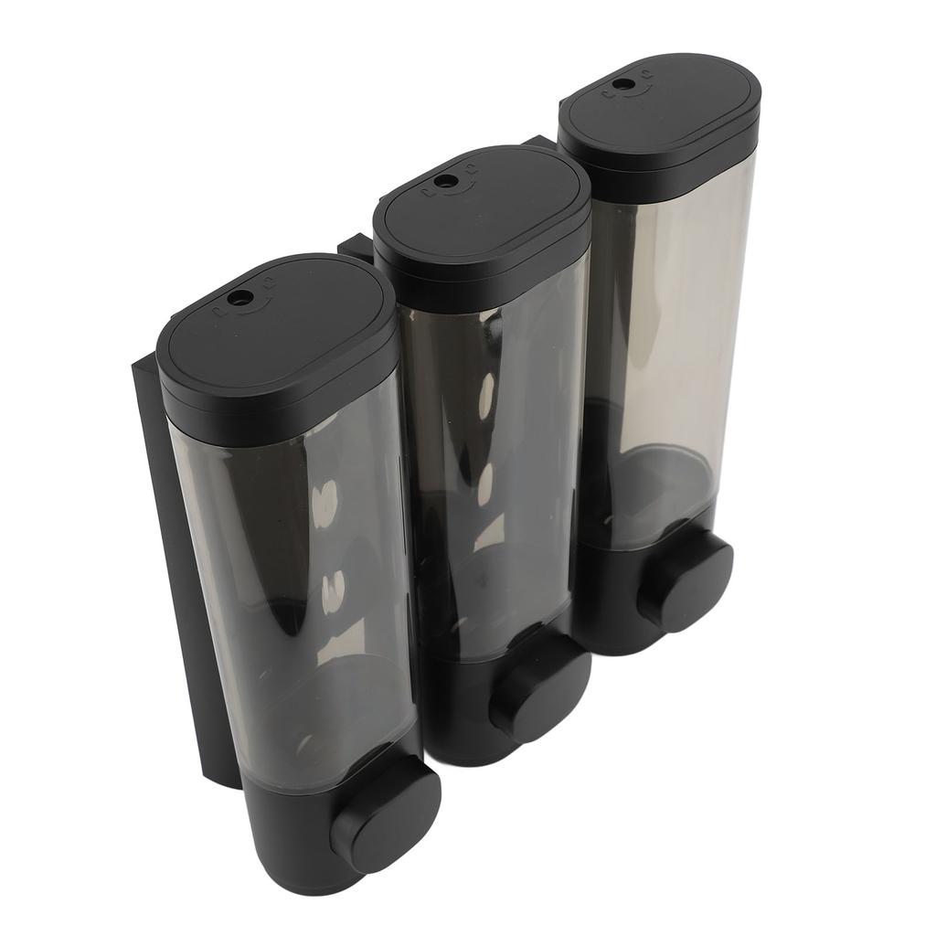 300ml 3 In 1 Press Liquid Soap Dispenser Wall Mount Bathroom Shower Shampoo Hair Conditioner Dispenser Container