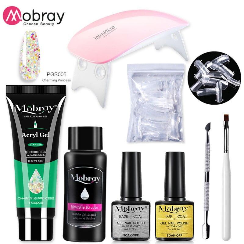 Mobray Poly UV Gel Set 15 мл Полигель для ногтей с УФ-светодиодной лампой Быстродействующий гель для наращивания ногтей