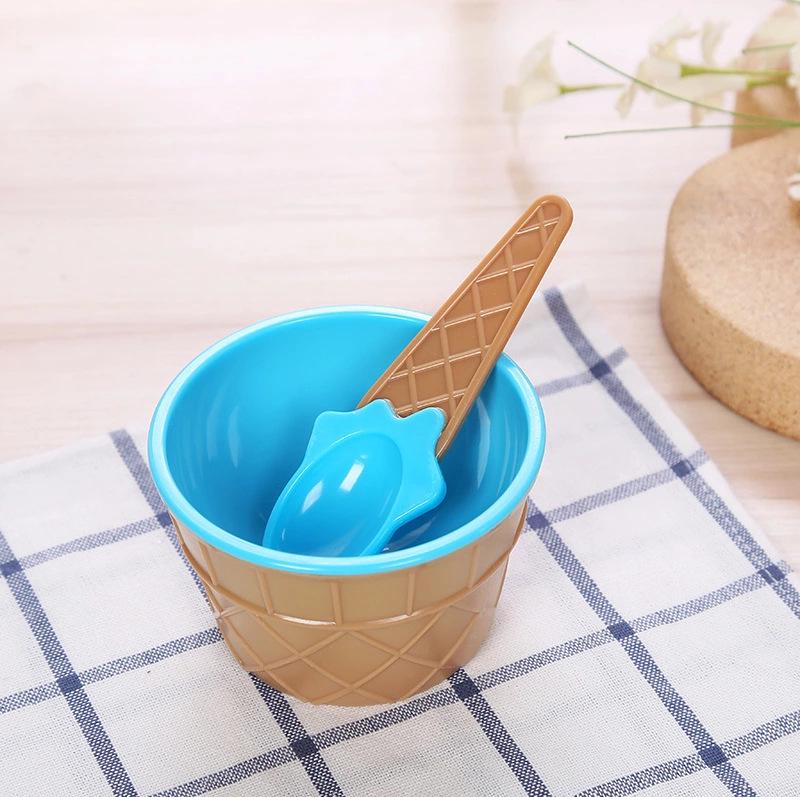 Candy Color Ice Cream Bowl with Spoon - Plastic Egg Tart Style Mold