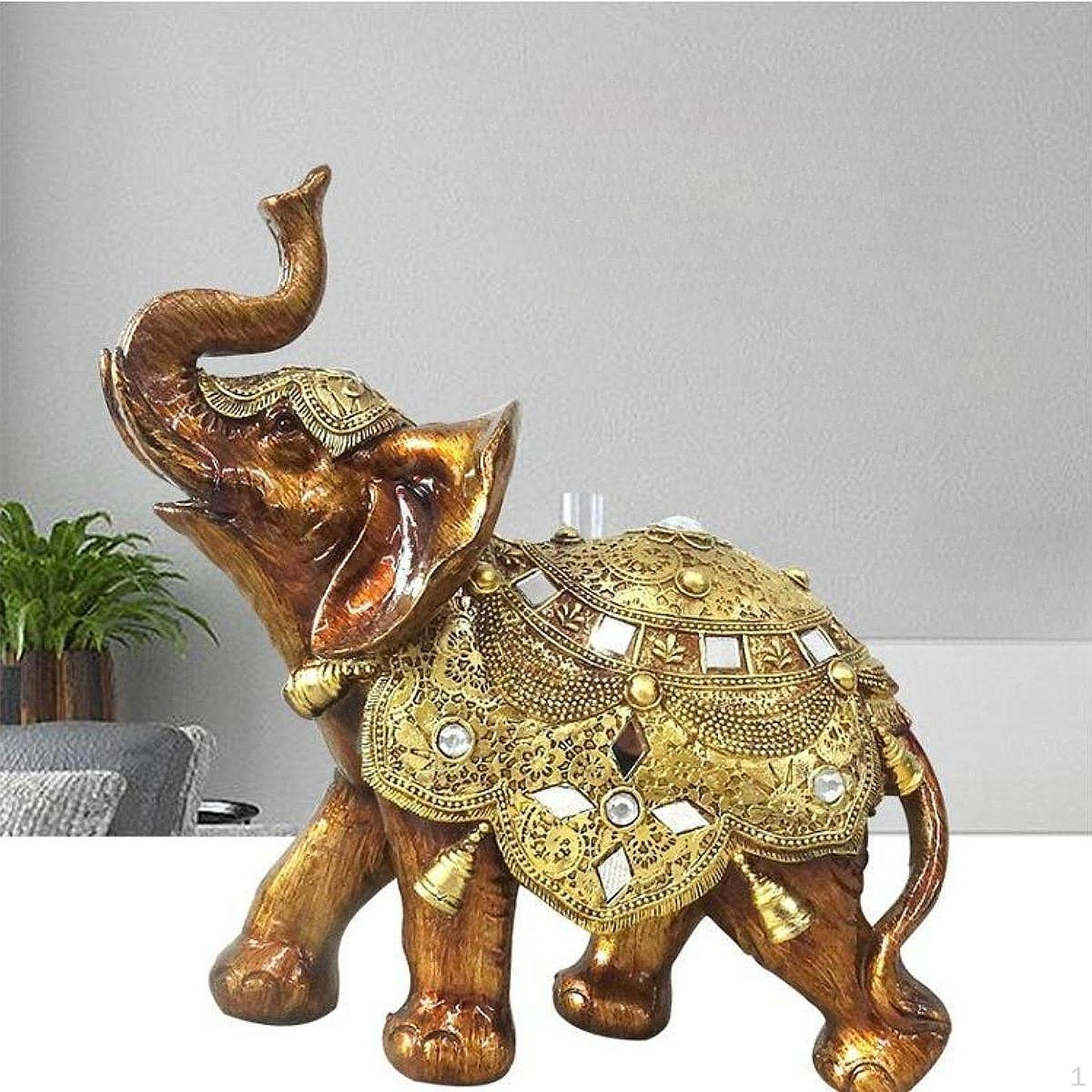 

Статуя слона, скульптура животного, коллекционное украшение, статуэтка из смолы, украшение для рабочего стола Large
