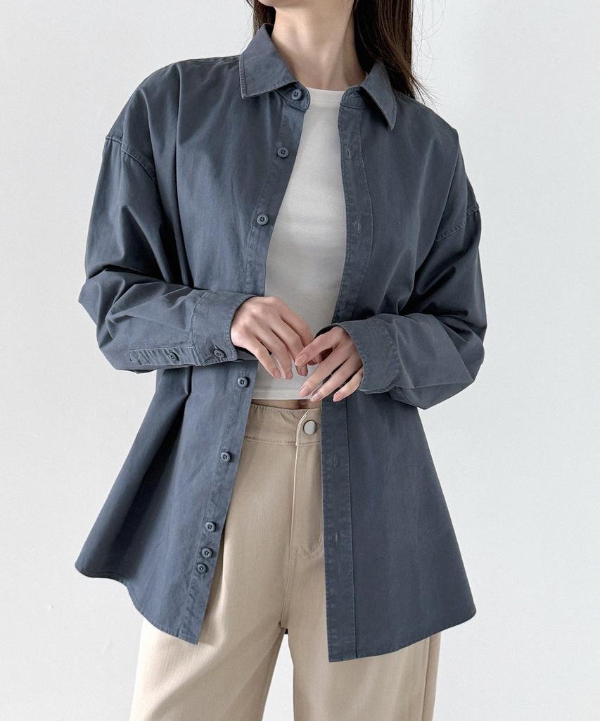 ORIGINALDAY Vintage Oversized Pigment Washed Shirt Blue