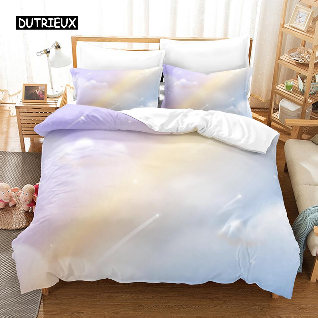 Sada povlečení Clouds Iridescent Dream Cloud Sada ložního prádla Ženy Kawaii Estetický styl King Size 2/3 ks Polyesterový povlak na přikrývku