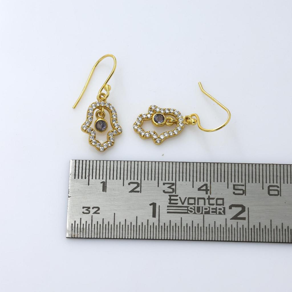 Cercei cu Piatra Prețioasă Iolit Mână Hamsa Bijuterii din Argint Sterling 925, Cercei cu Zirconiu Cubic Placați cu Aur Bijuterii Femei Cadou Bijuterii Handmade Pentru Ea
