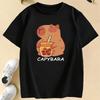 Girls' Trendy Capybara Letter Print Design T Shirts Kids Children's T-shirt Boys Girls Summer Spring Casual Top Tee