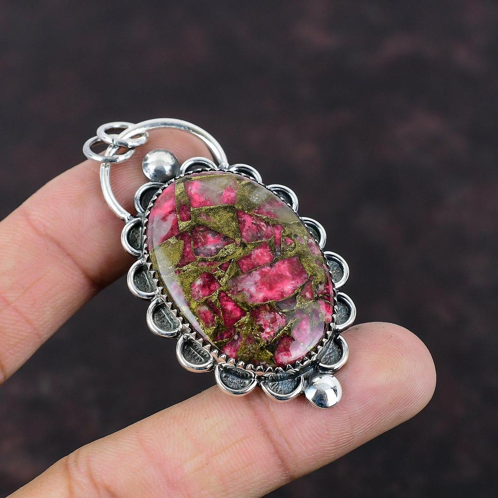 Copper Thulite Pendant Wonderful Gemstone Pendant 925 Sterling Silver Pendant Handmade Pendant Ethnic Pendant Jewelry For Gift Women Pendant