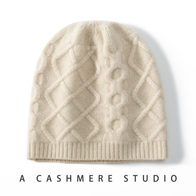 Women's Retro 100% Cashmere Cable Knit Fisherman Hat: Accentuates Face, Versatile, Trendy, Solid Color Commuting Hat
