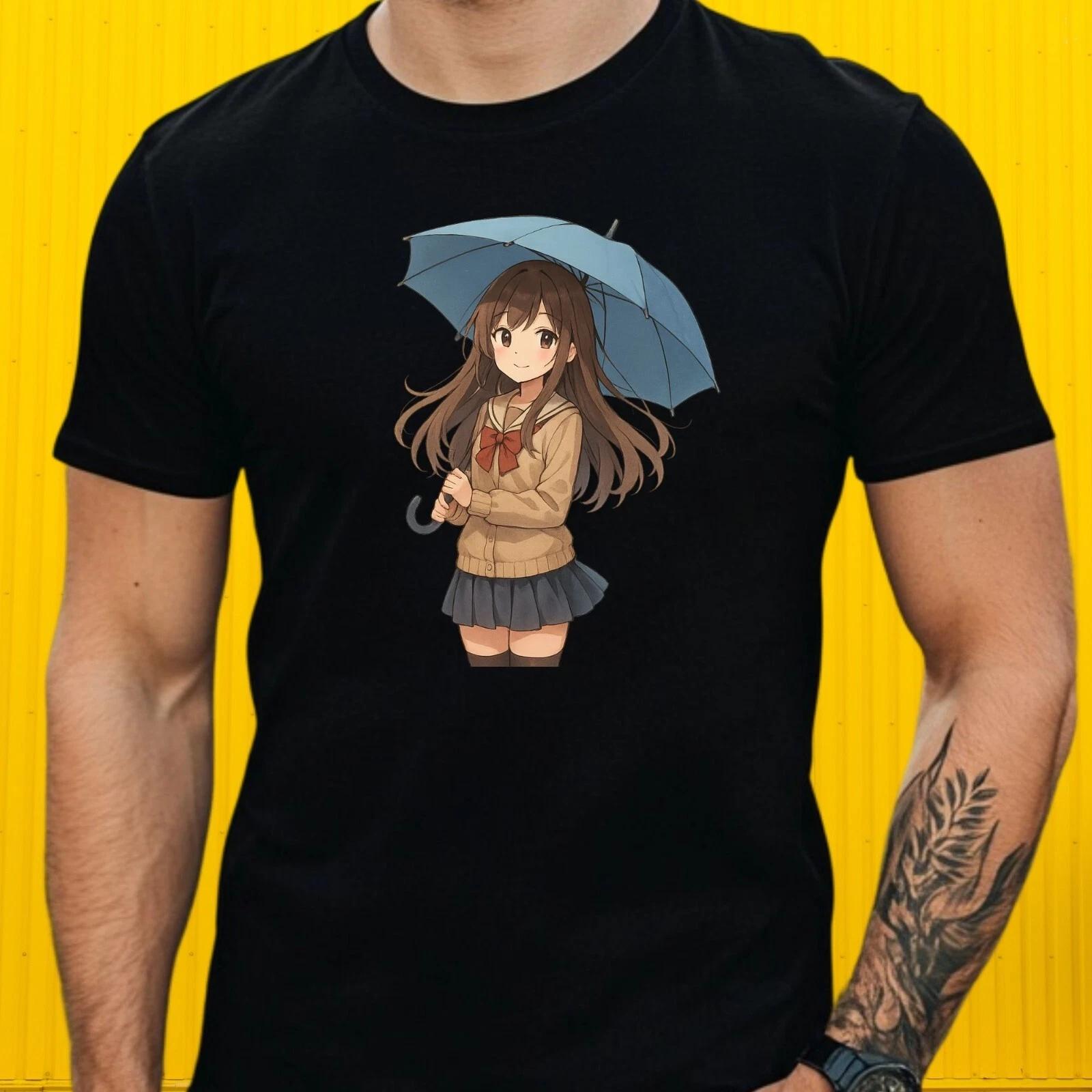 T-Shirt Herren Anime Regenschirm Mädchen Motiv Baumwolle Größe S bis 5XL XXL