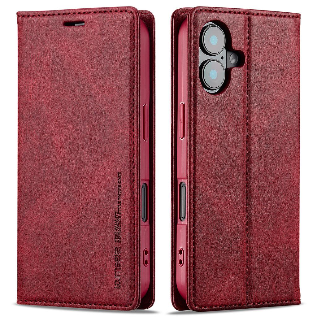 LC.IMEEKE For iPhone 16 Leather Case RFID Blocking Card Slots Phone Cover