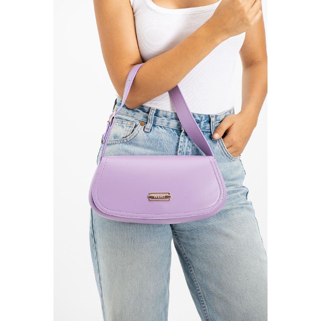 Women's Baguette Lined Snap Closure Handbag And Shoulder Bag