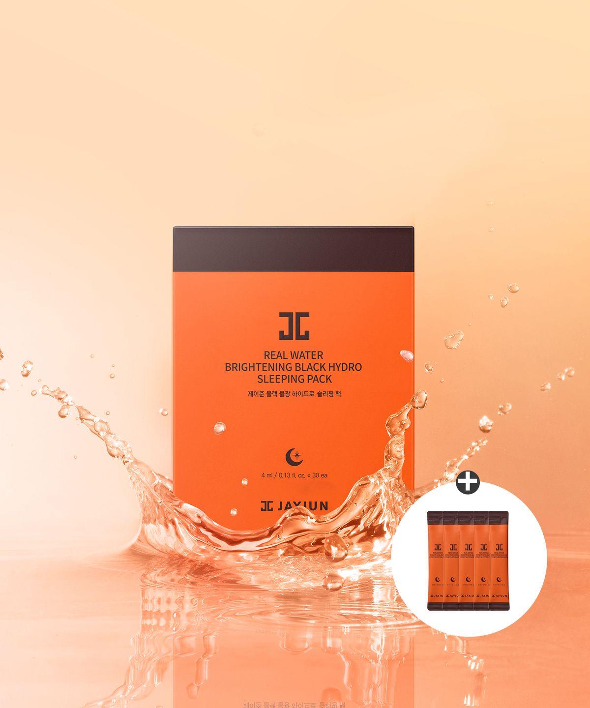Black Water Glow Hydro Sleeping Pack 30 Packs + (Gift) Black Water Glow Sleeping 5 Packs + Hyal Sun Cream 10ml