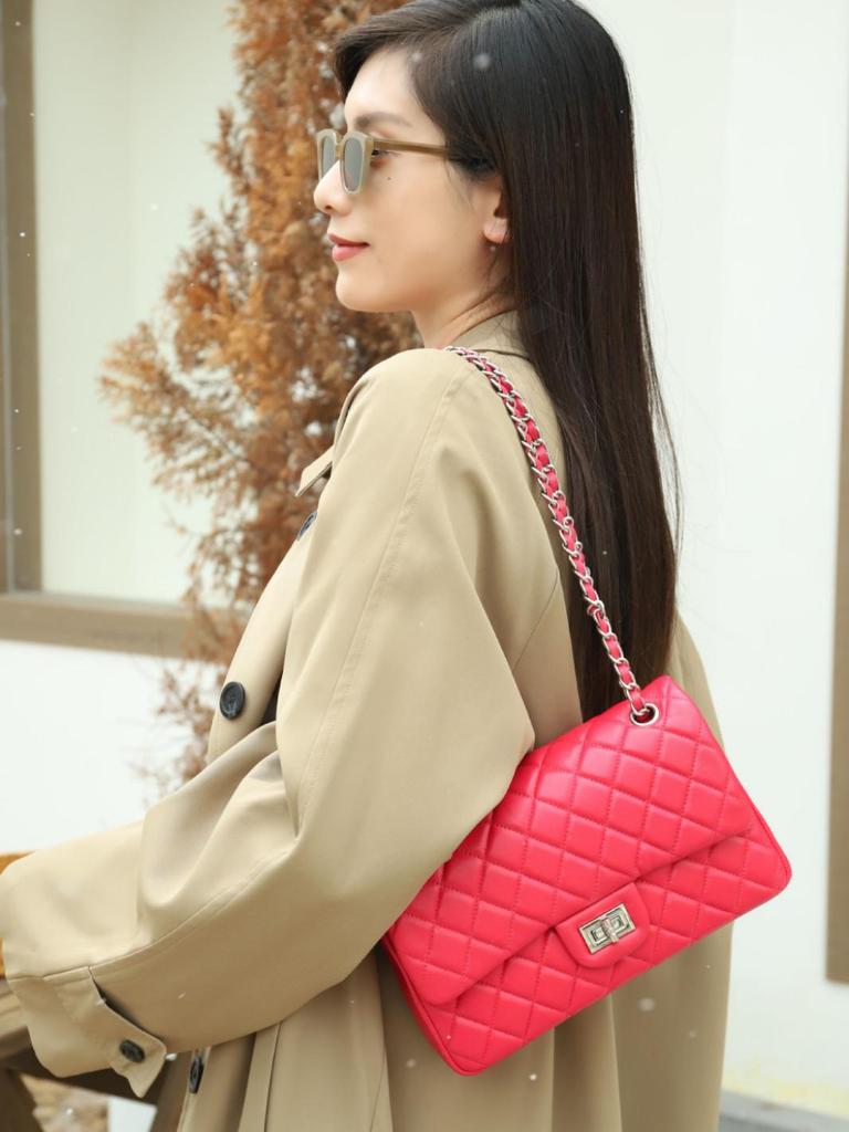 Little Luxury Diamond Lattice Leather Women's Chain Crossbody Bag