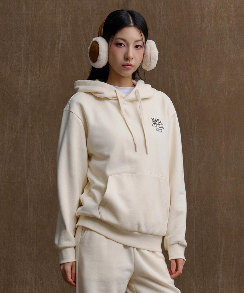 CHASECULT Unisex Essential Brushed Graphic Hoodie - Ivory