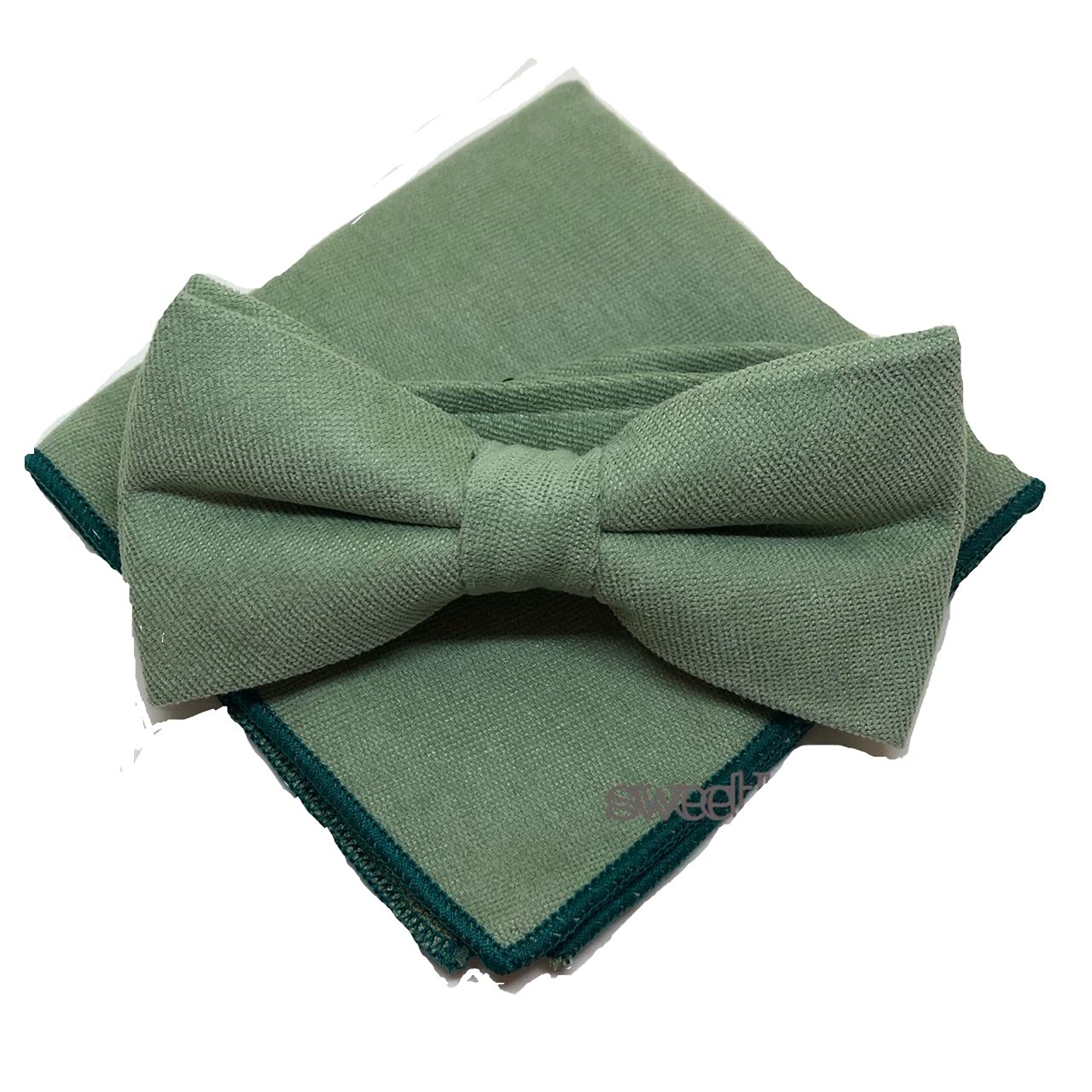 

Mint Green [Bow Tie & Pocket Square] 2-Piece Set for Men - One-Touch Formal Wear - Patterned - Perfect for Weddings and Receptions
