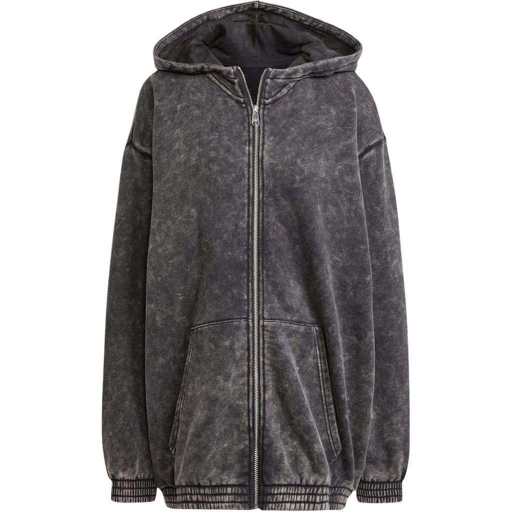 adidas Originals Zuurgewassen Oversized Rits Hoodie Dames Hoodies Zwart JJ0331