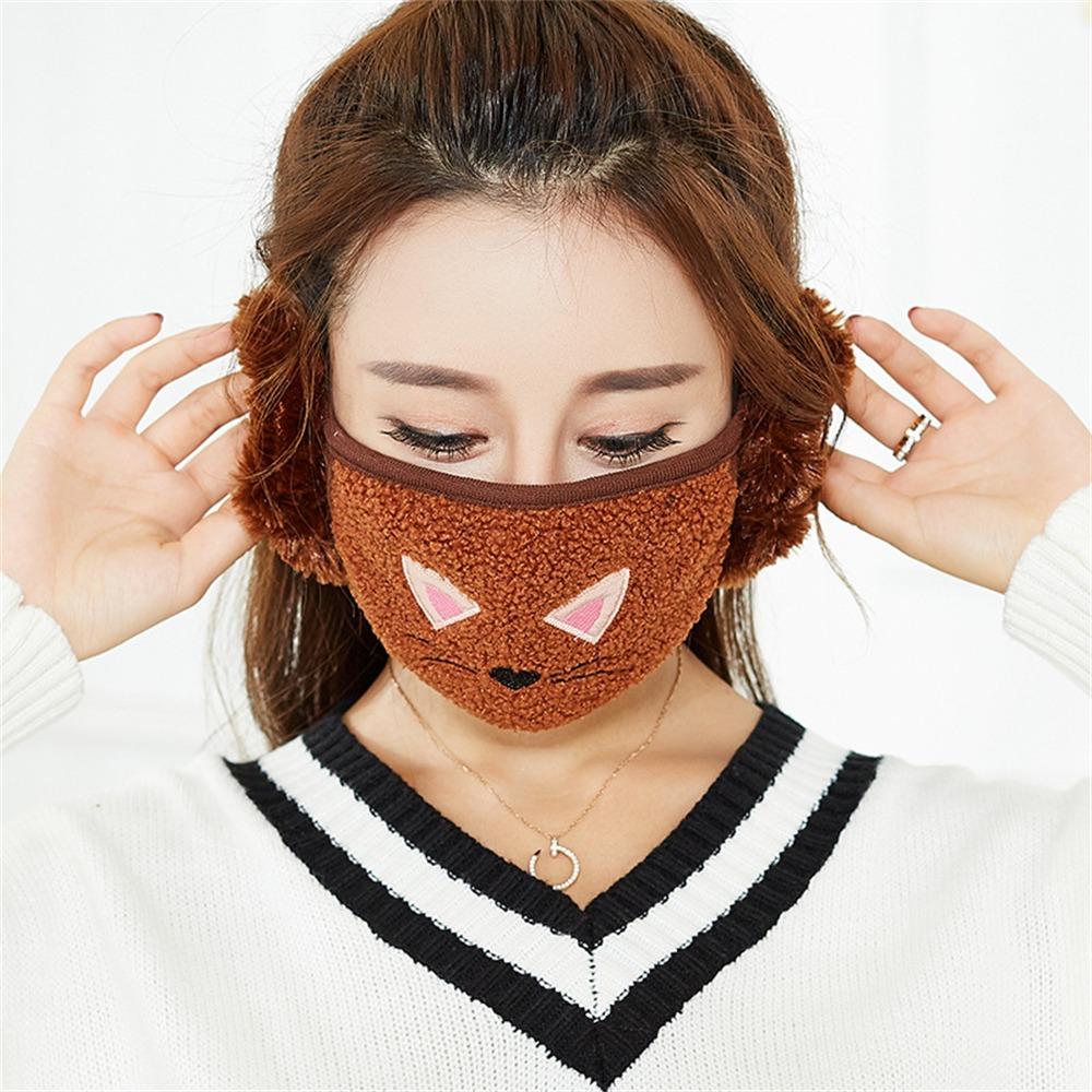 

Утолщенная плюшевая маска для рта, защита от холода, согреватель для ушей, модные наушники, для велоспорта на открытом воздухе кофейный