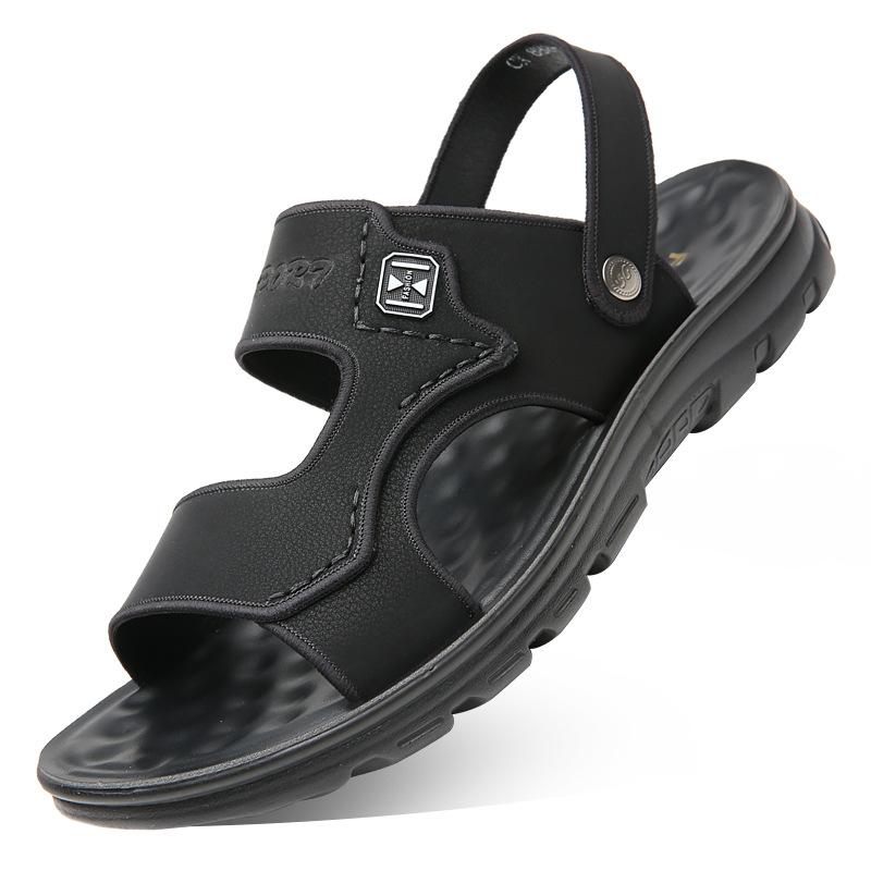 Модные летние новые мужские кожаные тапочки для отдыха на открытом воздухе нескользящие — фото 8