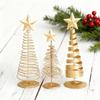 Gold Spiral Christmas Tree Decor Glittering Tabletop Tree with Star Topper for Holiday Home Office Table Centerpiece Mantel Shelf Decor