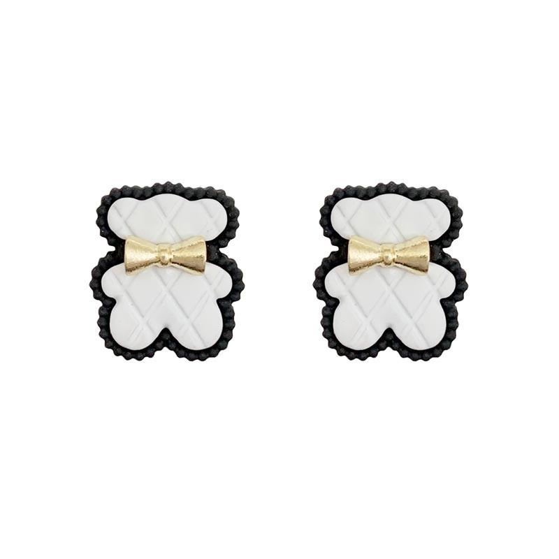 

Серьги в стиле ретро с милым медведем без пирсинга, простые девчачьи серьги с бантом и красным медведем, зажим для ушей, женские аксессуары