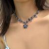 Goth Beads Chain Star Shaped Collarbone Necklace Crushed Stone Hollow Star Pendant  Summer Beach