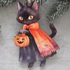 Vintage Wooden Witch Cat Pendant Halloween Hanging Ornament, Decorative Pendant, Rustic Pumpkin Ornament Cute Holiday Party Favors for Tree And