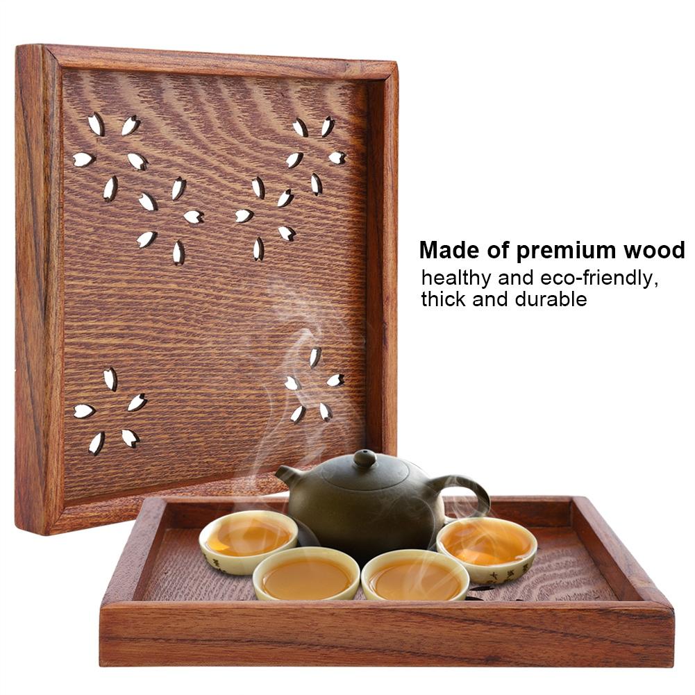 Traditional Wooden Tea Plate Coffee Fruits Snacks Serving Tray Dish for Home Restaurant