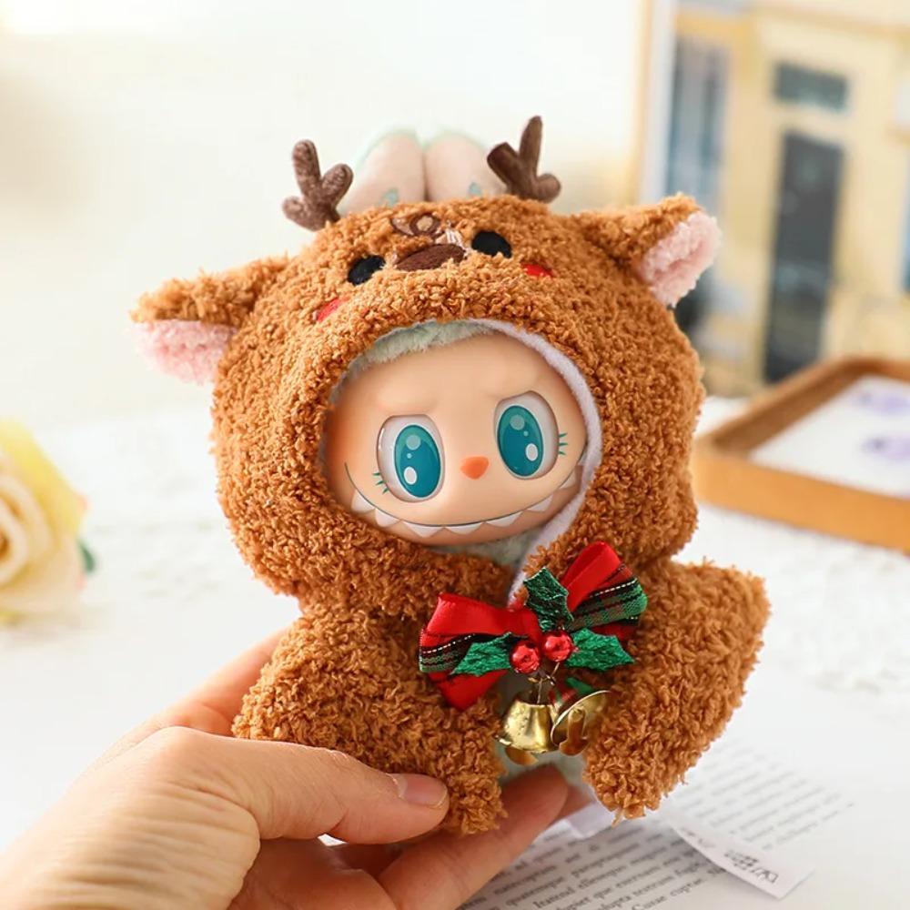 Doll Clothes For 15-17CM Labubu Clothing Merry Christmas Hat Scarf Elk Snowman Set Mini Plush Doll Accessory New Year Dress Gift
