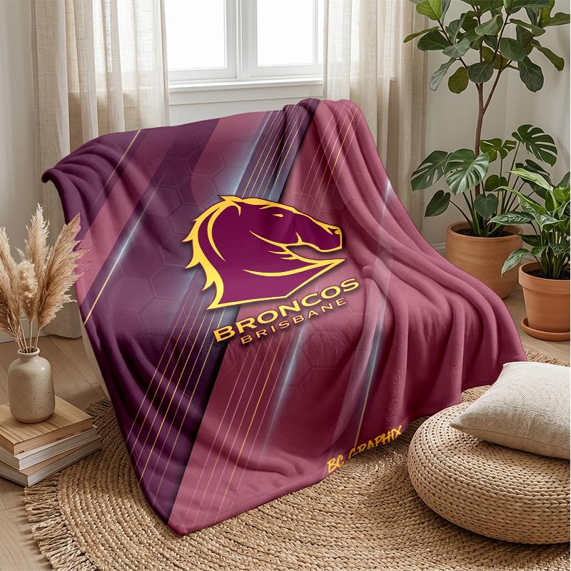 Coperta in Pile Flanella Brisbane Broncos Coperta Calda e Accogliente per Divano Letto Viaggio Uso Stagionale