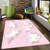 Flannel Printed Unicorn Rug Pink White Rainbow Pattern Kids Room Decor Soft Floor Mat For Girls Bedroom Playroom And Gaming Area