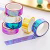 Holografisches Glitzer Washi-Papierband Grafisch Wasserdicht Regenbogen Klebebänder DIY Scrapbooking Spiegel Verpackung Schulbedarf