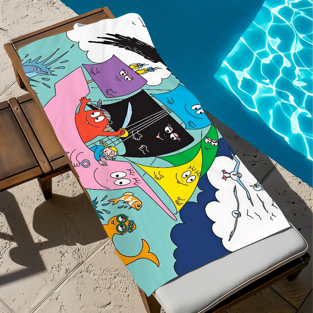 

Cute B-BarbapapaS-ES Cartoon Towel Beach Towel Bath Quick-Drying Lightweight Blanket Portable Sauna Camping Swimming Pool Travel W30*H60(CM)