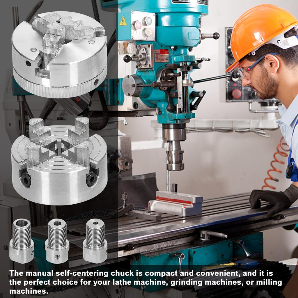 Lathe Chuck 3 Jaws 4 Jaws Manual Self Centering Mounting Bolt for Grinding Milling Turning Machine