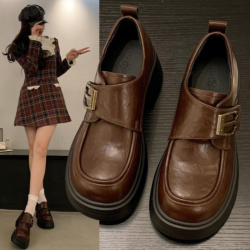 

Retro elegant British single shoes women s spring and autumn new fashionable versatile comfortable wear-resistant loafer trend small leather shoes 40