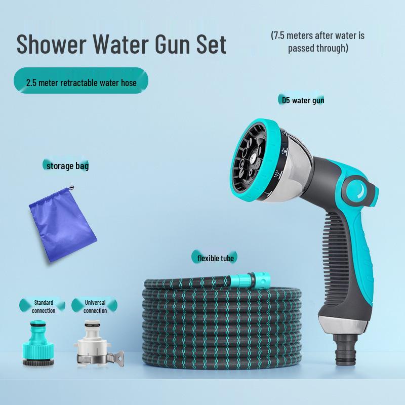 High-Pressure Water Gun for Car Wash, Flower Watering, and Floor Cleaning with Retractable Hose and Powerful Sprinkler.