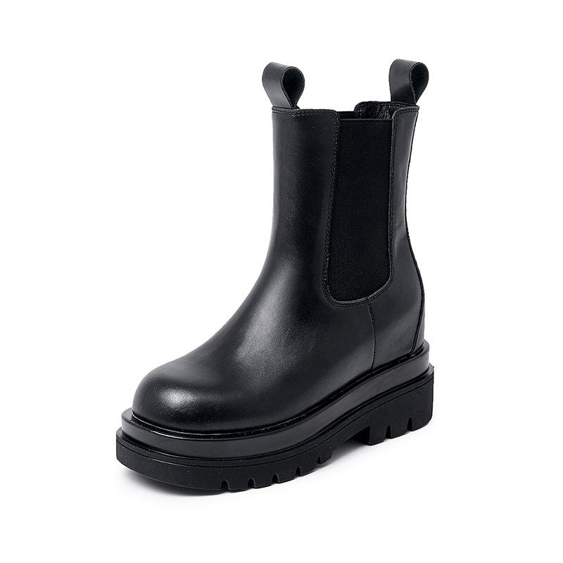 

Осенне-зимние женские повседневные ботинки для курения с флисовой подкладкой из натуральной кожи на платформе с увеличивающей рост стелькой 40