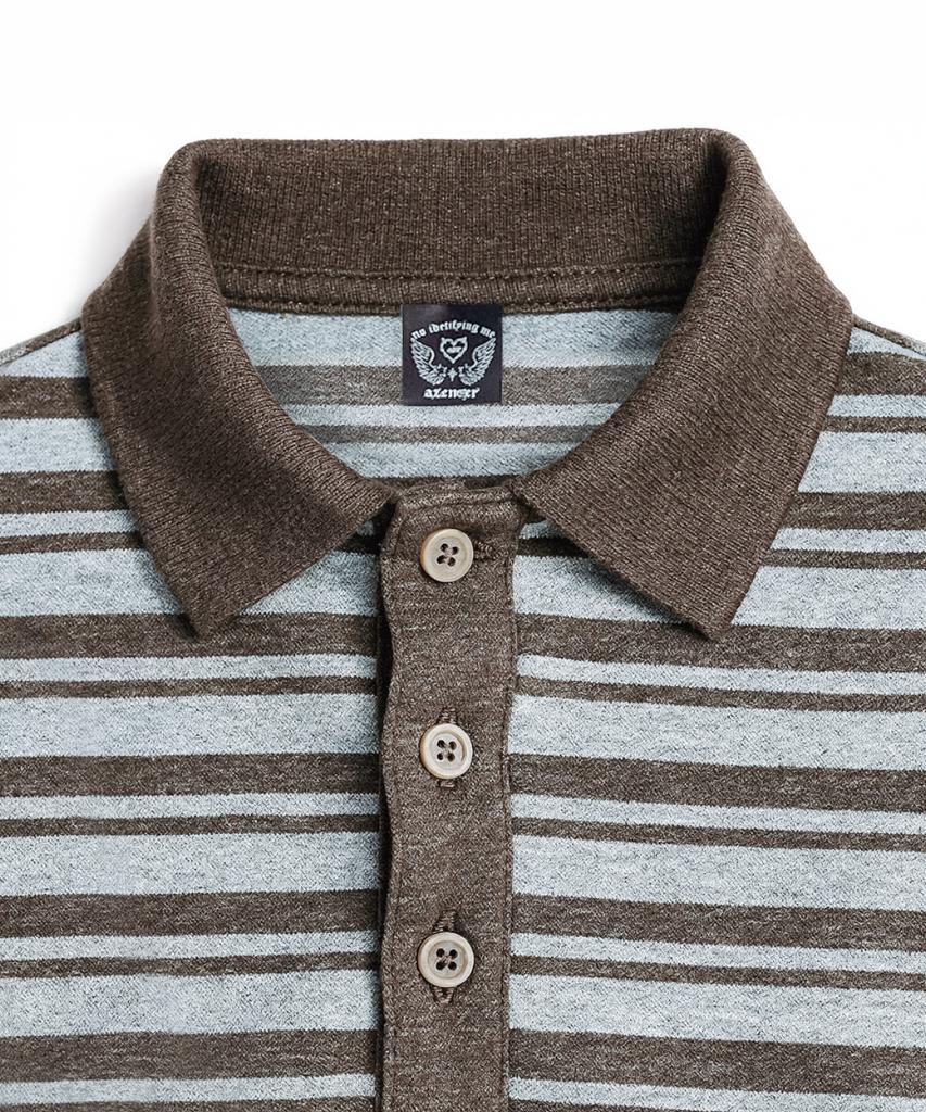 AZENDER Striped Polo Shirt Brown